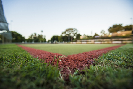 Close up of green bowls lawn during the day.の写真素材
