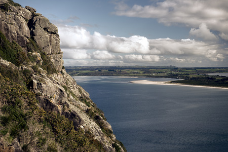Daytime view of the beach and ocean at Stanley, Tasmania.