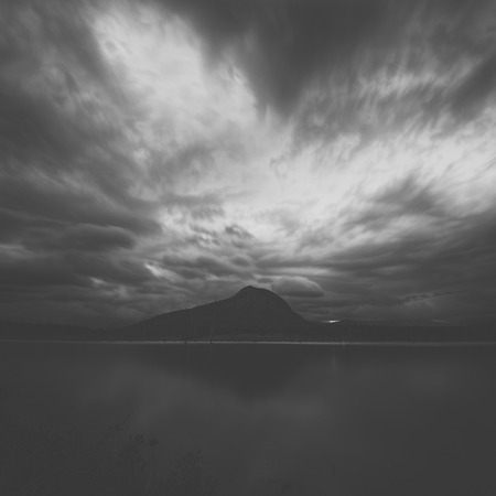 Lake Moogerah in Queensland on a cloudy dayの写真素材