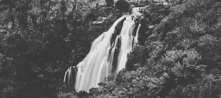 Beautiful Black and White of Waratah Falls inWaratah, Tasmania after heavy rain fall.