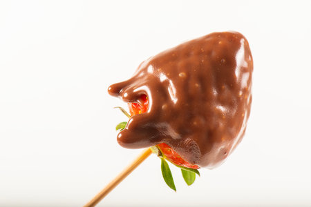 Delicious chocolate fondue and fresh strawberryの写真素材