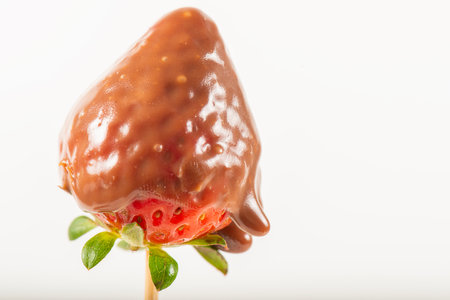 Delicious chocolate fondue and fresh strawberryの写真素材