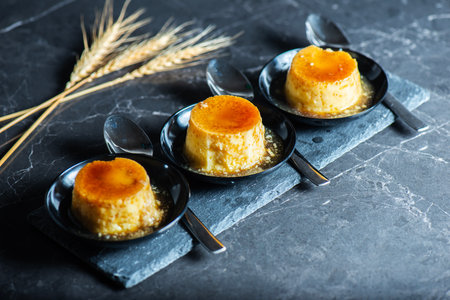 Creme caramel, flan, or caramel pudding is a custard dessert with a layer of clear caramel sauce.