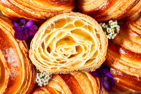 Delicious crispy, flaky, and buttery plain 13 layer croissant with a beautiful honeycomb.