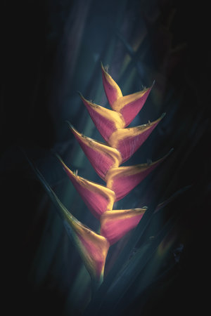 Heliconia wagneriana which is often referred to as Lobster Claw, is a truly striking tropical plant.の写真素材