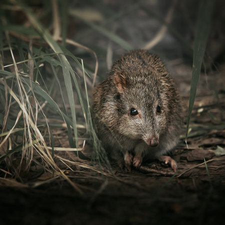 The long-nosed potoroo is a small, hopping mammal native to forests and shrubland of southeastern Australia and Tasmania.の写真素材