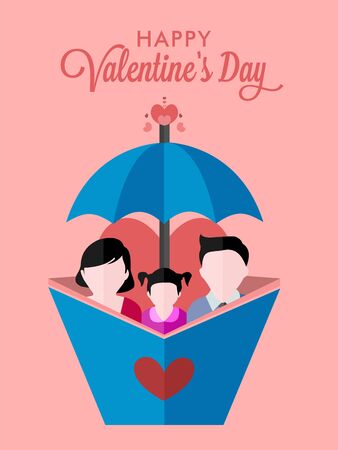 Happy valentineâs day. Greeting, poster and card design of valentineâs day with familyのイラスト素材