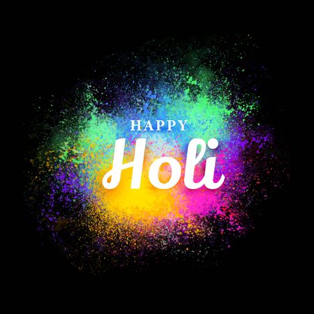 Adorable abstract creative happy holi background on black bg. Illustration of indian festival of colors.の写真素材