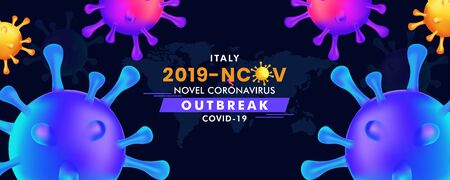 Italy COVID-19 outbreak abstract banner, header, webb page design concept on novel coronavirus 2019-nCoV.のイラスト素材