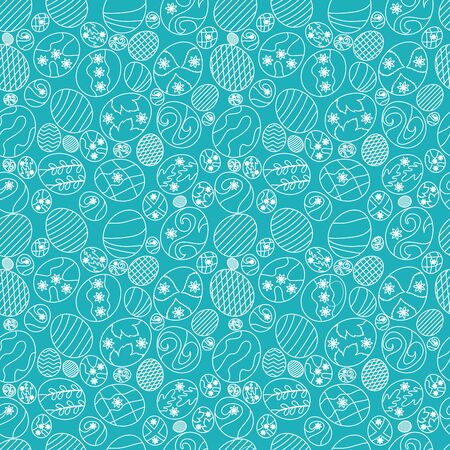 Easter eggs seamless pattern on stroke outline. Easter holiday background for printing, wallpaper or fabric. Doodle design.のイラスト素材