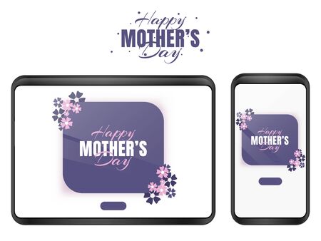 Happy mother's day, Mobile wallpaper screen or PC and laptop wallpaper or web design concept on mother's day with beautiful calligraphy text.のイラスト素材