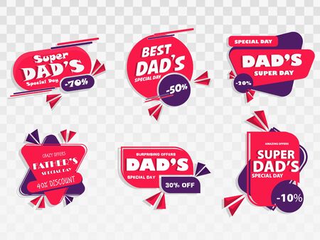 Happy Father's Day Badges and Design Elements father's day labels with png background. Monochrome typography style. Best for sale, greetings cards, t shirt, mug, banner, poster Vector illustration.のイラスト素材