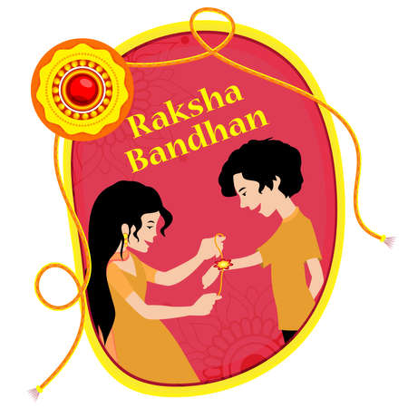 Raksha bandha card for brothers , beautiful card with circular rakhi.のイラスト素材