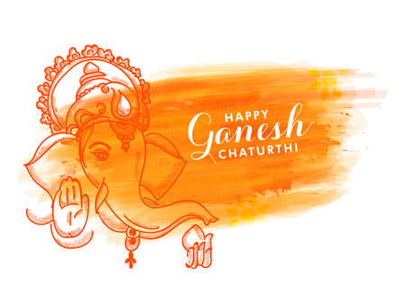 illustration of Lord Ganpati with abstract background for Ganesh Chaturthi festival of India.のイラスト素材