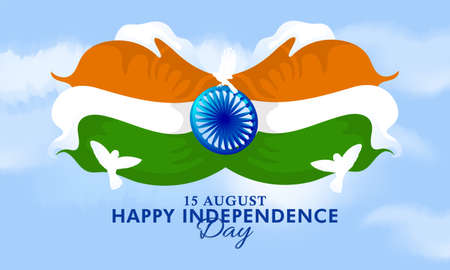 3D Ashoka Wheel with Tricolor india flag, Poster, Banner and Flyer design For 15 august, Indian...