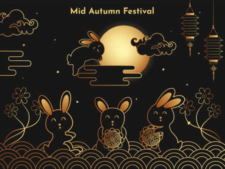 Creative traditional design celebration of chinese mid autumn festival. National holiday in china.のイラスト素材