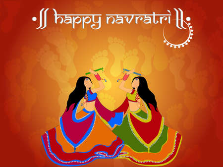 Celebrate navratri festival with dancing garba female design vector, Vector illustration.のイラスト素材