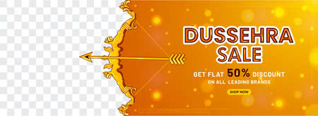 Happy dussehra celebration background Sale header or banner with 50% discount offer and space given for your image.のイラスト素材