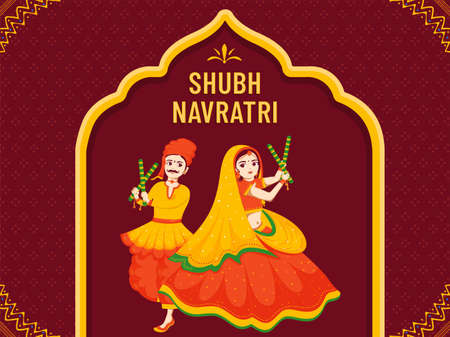 Beautiful creative card design for the celebration of indian festival Happy navratri.のイラスト素材