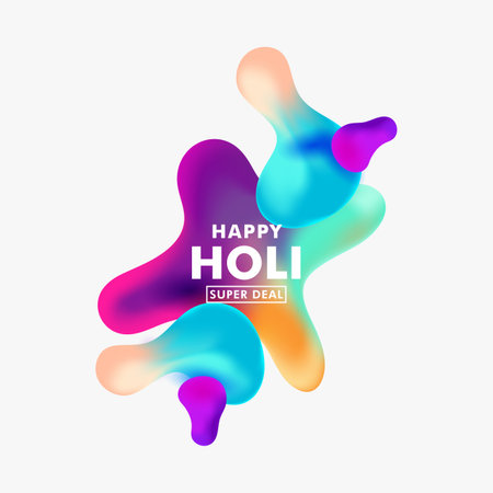 Creative liquid abstract colorful background for festival of color Happy holi. Sale banner, poster, web header or etc.のイラスト素材
