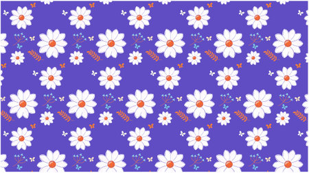 Seamless pattern with white daisies on a blue backgroundのイラスト素材