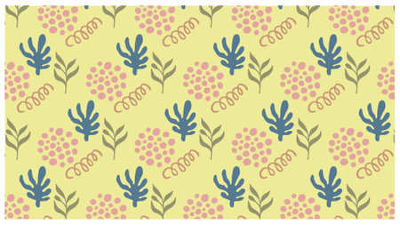 Seamless floral pattern with leaves and flowers in pastel colorsのイラスト素材