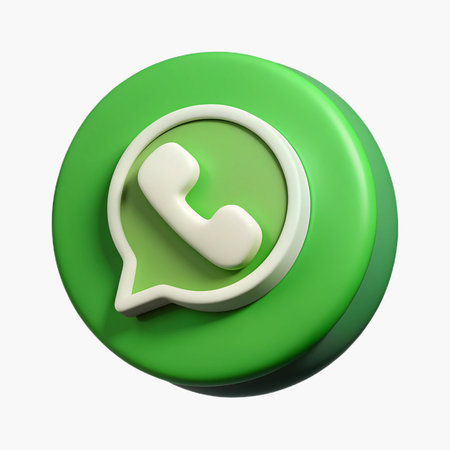 Green phone icon on white background. Isolated 3D image.