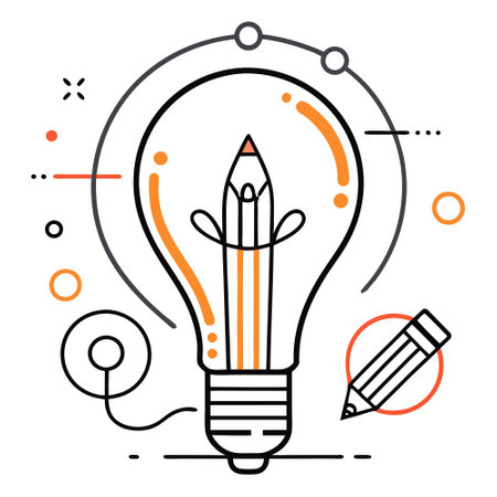 Lightbulb with pencil icon. Creative idea concept. Vector illustrationのイラスト素材