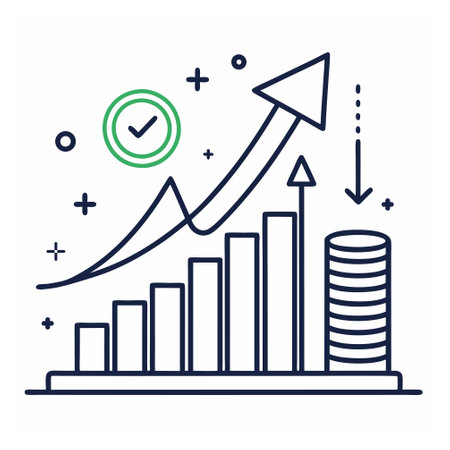 statistics bars with arrow up and coin vector illustration line style iconのイラスト素材