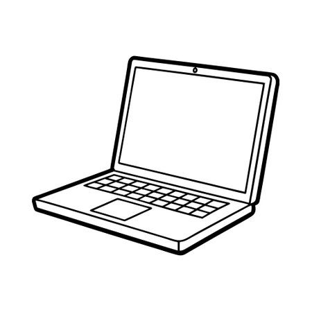 laptop computer device isolated icon vector illustration design  black and whiteのイラスト素材