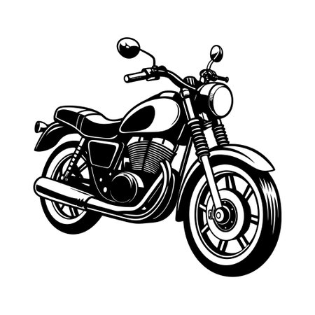 motorcycle isolated on white background. vector illustration. monochromeのイラスト素材