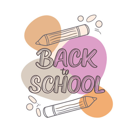 Back to school lettering with crayons. Vector illustration.のイラスト素材