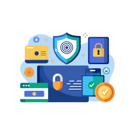 Cyber security concept. Data protection, antivirus, personal data security. Vector illustrationのイラスト素材