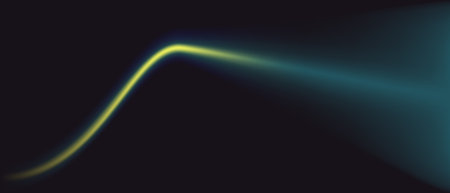 Vector illustration of a light beam on a dark background. Horizontal frame.