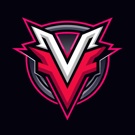 V letter logo in circle shape with black and red colors on black backgroundのイラスト素材