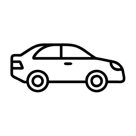 Car icon vector. A thin line sign. Isolated contour symbol illustrationのイラスト素材