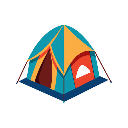Camping tent icon. Flat illustration of camping tent vector icon for web designのイラスト素材