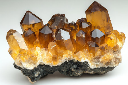 citrine semigem geode crystals geological mineral on white backgroundの素材