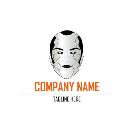 Realistic Futuristic Human Robot Face Vector Graphic Logo Designのイラスト素材