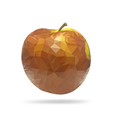 Yellow ripe apple abstract polygon. Vector illustration in poly-art style, isolated on white background.のイラスト素材