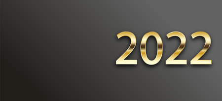 2022 golden bold letters vector illustration in eps 10 on transparent background.