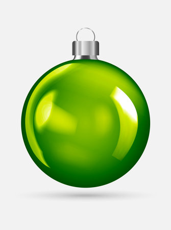 Realistic Green Christmas ball, isolated on white background - stock vector. EPS 10. Christmas decorations.のイラスト素材