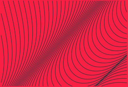 Minimal design brochure layout with wave lines. Cover page. Black and red striped background. Vector