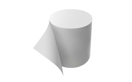 Toilet paper roll with realistic thin paper texture isolated on white background. Single soft hygiene tissue roll for domestic cleaning or bathroom use - vector illustrationのイラスト素材