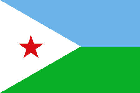 National Djibouti flag, official colors and proportion correctly. Djibouti flag. Vector illustration. .のイラスト素材