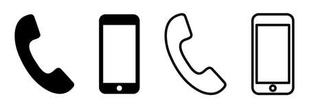 Ringing phone simple icon set. Smartphone ringing. Phone sign. Vector.のイラスト素材