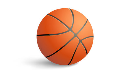 Orange Basketball Ball with Shadow. Realistic Vector Illustration. Isolated on White Background. EPS 10.のイラスト素材