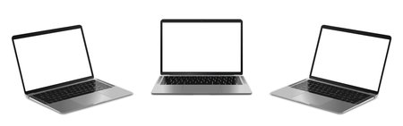 Laptop mock up with transparent screen. Vector illustration
