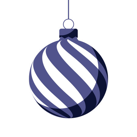 Blue Christmas ball with holiday decoration. Vector illustration in flat design. 2023 toy for christmas treeのイラスト素材