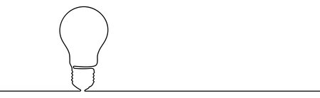 Continuous one line drawing of electric light bulb. Concept of idea emergence. Vector illustrationのイラスト素材